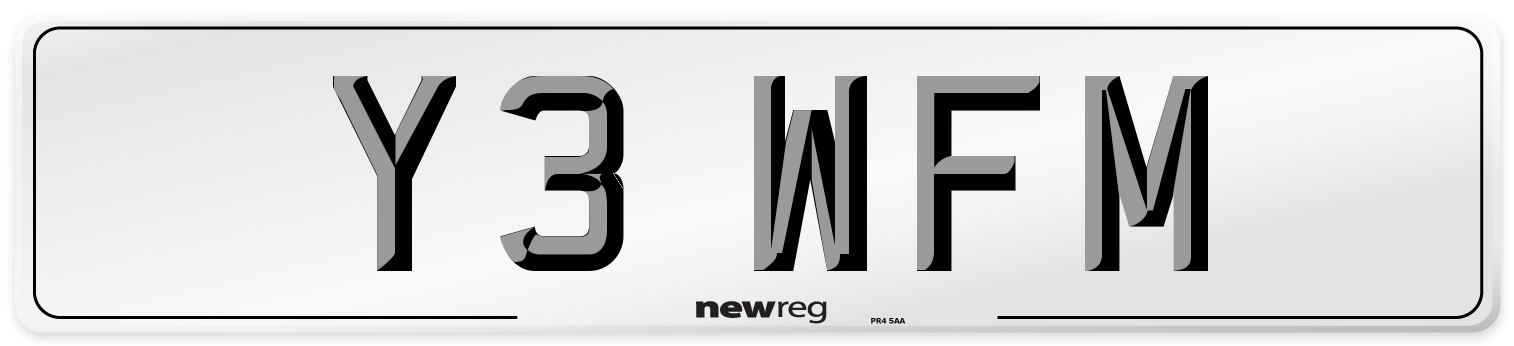 Y3 WFM Number Plate from New Reg